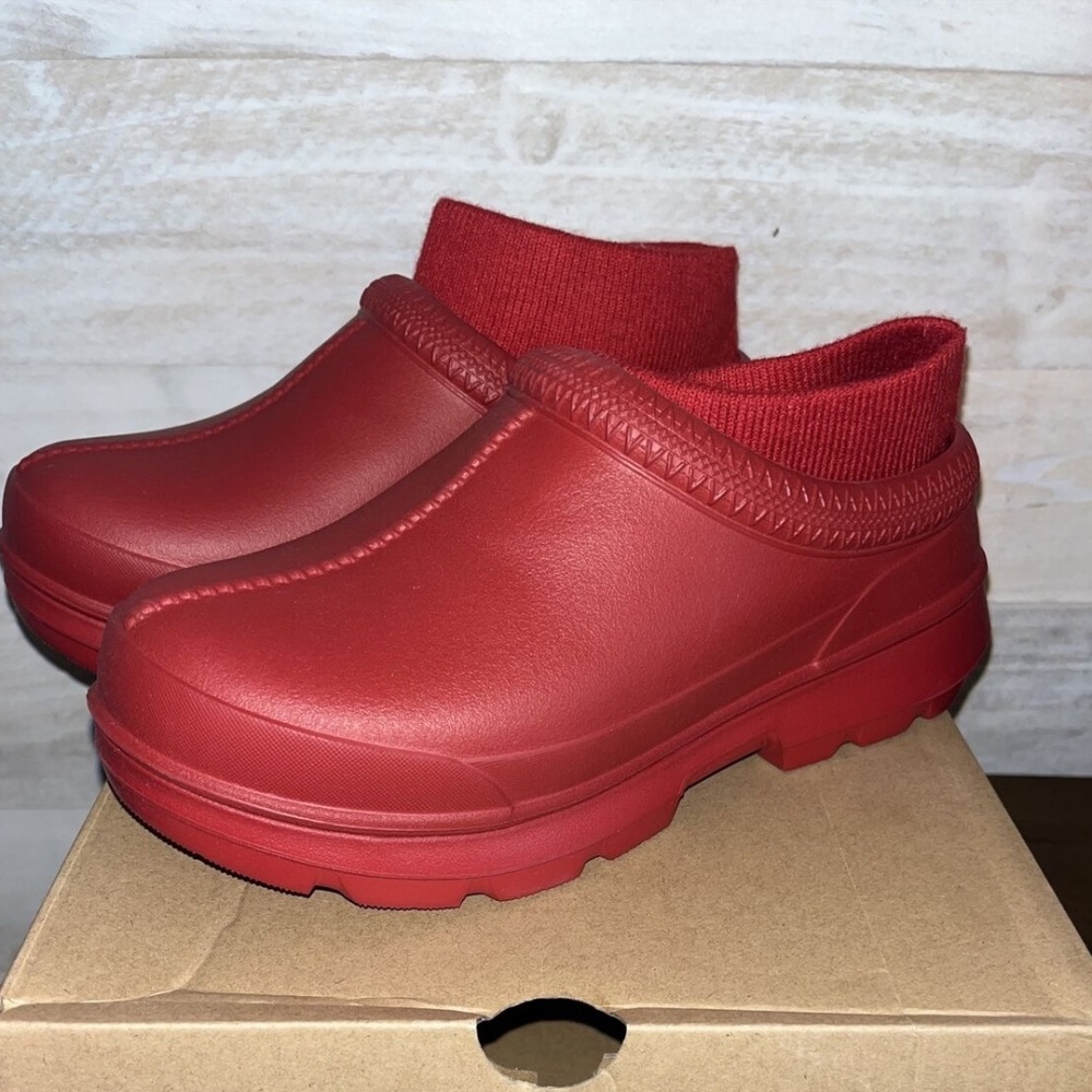 UGG Women's TASMAN X Waterproof Slip On Clog Rain Boots Samba Red